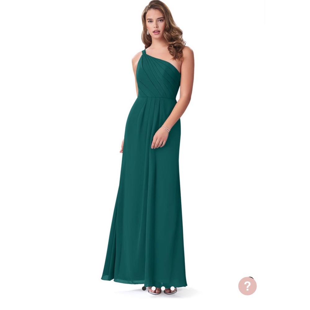 Azazie peacock green one shoulder bridesmaid dress